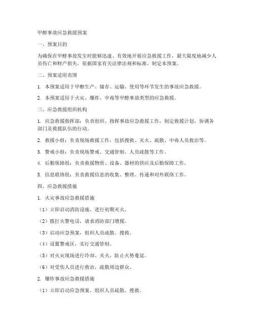 甲醇事故应急救援预案