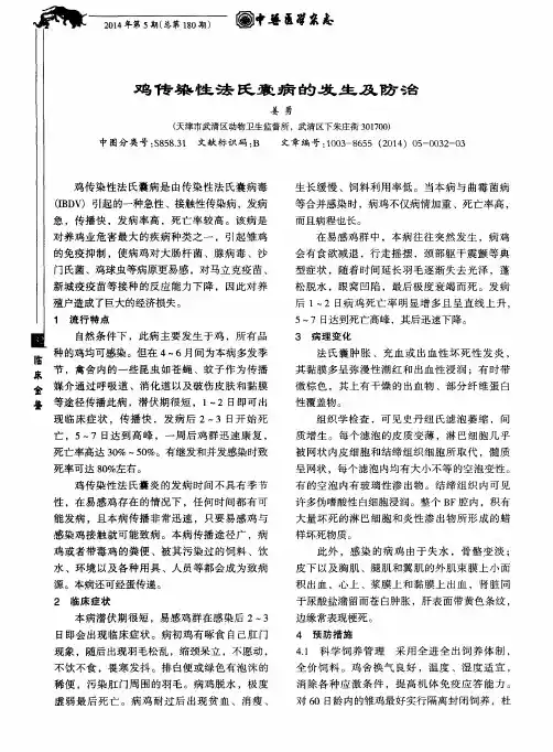 鸡传染性法氏囊病的发生及防治