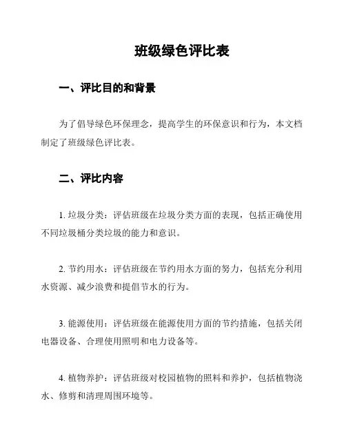 班级绿色评比表