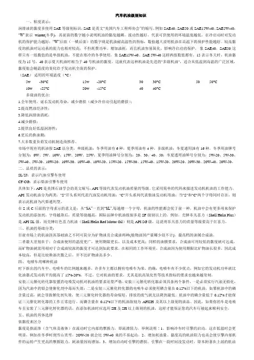 汽车机油级别知识