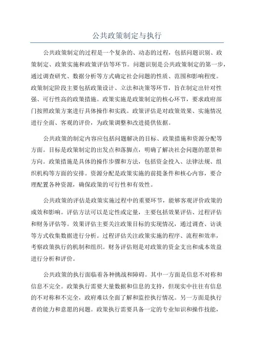 公共政策制定与执行