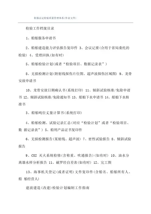 船舶法定检验质量管理体系(作业文件)