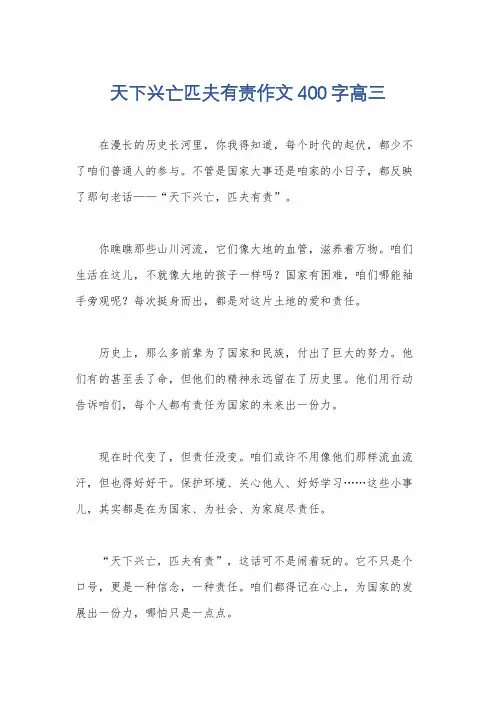 天下兴亡匹夫有责作文400字高三