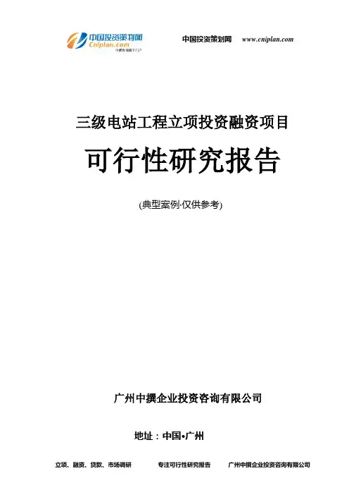 三级电站工程融资投资立项项目可行性研究报告(非常详细)