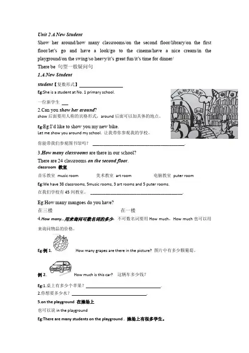 Unit2ANewStudent(知识清单)译林版英语五年级上册