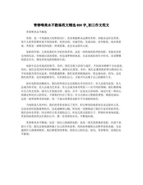 青春唯美永不散场范文精选800字_初三作文范文