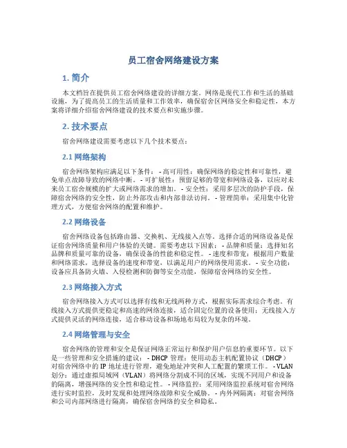 员工宿舍网络建设方案