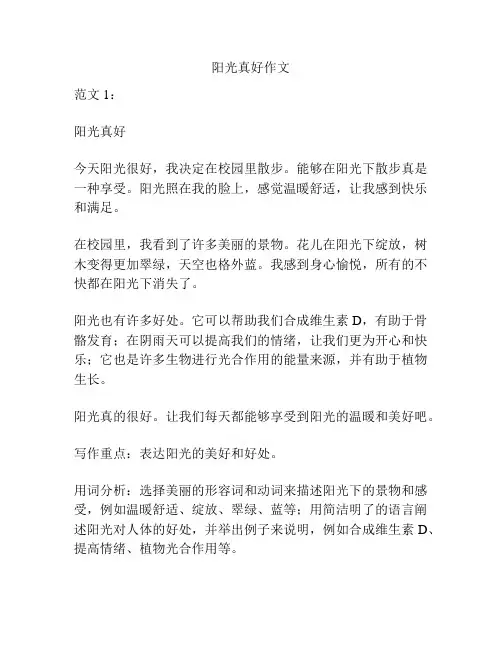 阳光真好作文