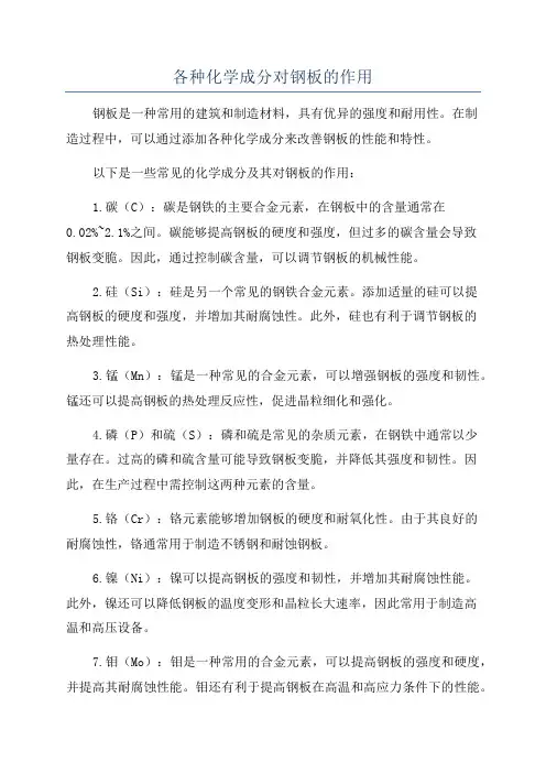 各种化学成分对钢板的作用