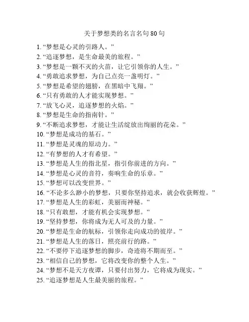 关于梦想类的名言名句80句