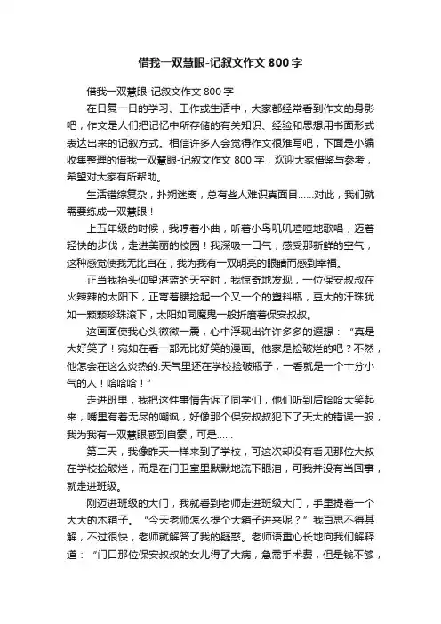借我一双慧眼-记叙文作文800字