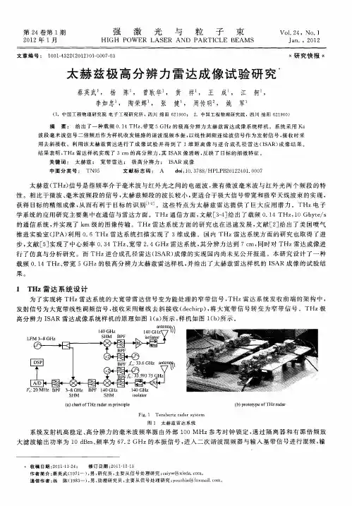 太赫兹极高分辨力雷达成像试验研究