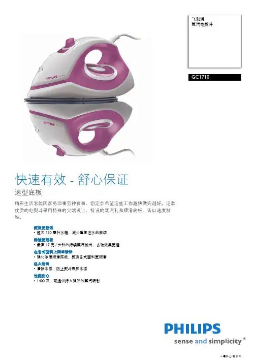 PHILIPS GC1710蒸汽电熨斗 说明书