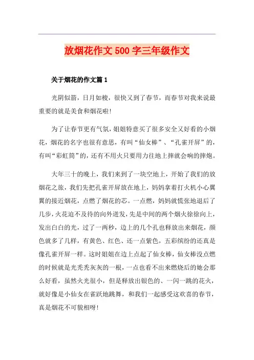 放烟花作文500字三年级作文