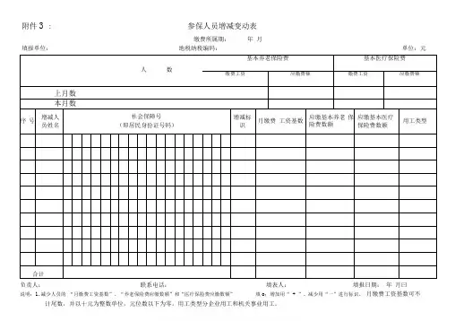参保人员增减变动表