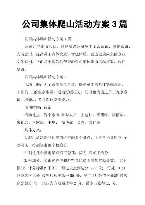 公司集体爬山活动方案3篇