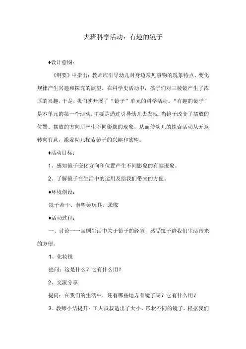 大班科学活动：有趣的镜子