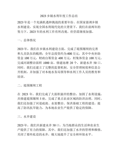 2023乡镇水利年度工作总结