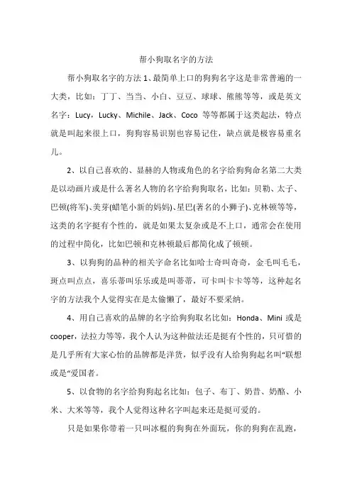 帮小狗取名字的方法