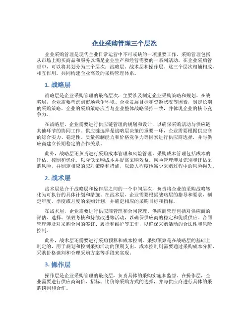 企业采购管理三个层次