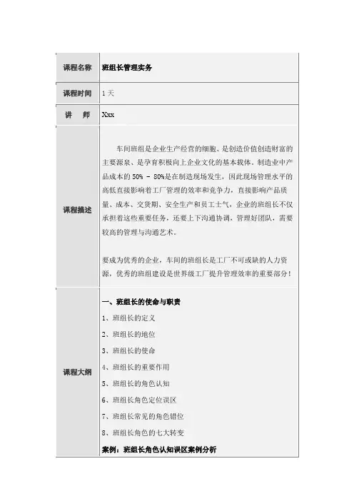 班组长管理实务1天