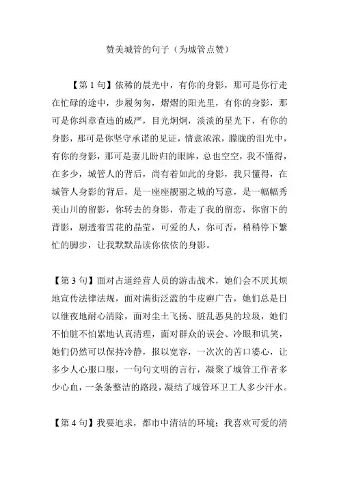 赞美城管的句子为城管点赞