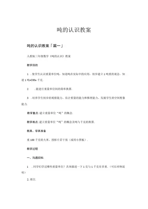 吨的认识教案