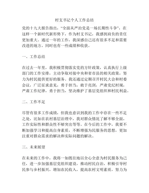 村支书记个人工作总结