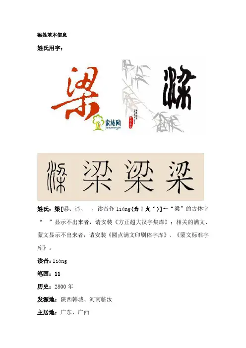 梁姓基本信息