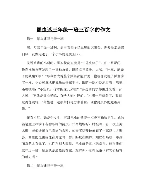 昆虫迷三年级一班三百字的作文