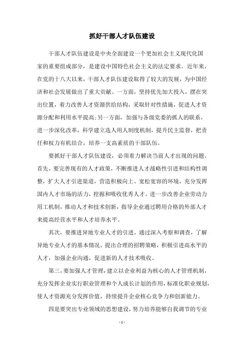抓好干部人才队伍建设
