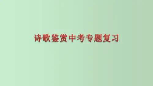 诗歌鉴赏中考专题复习 教学PPT课件