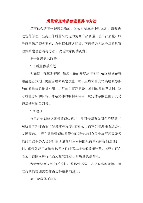 质量管理体系建设思路与方法