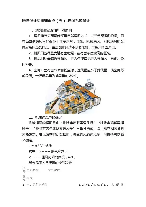 暖通设计实用知识点（五）-通风系统设计