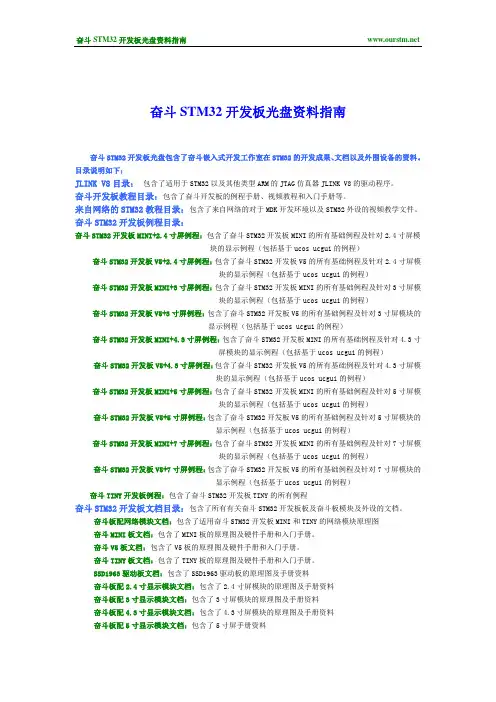 奋斗STM32开发板光盘资料指南new