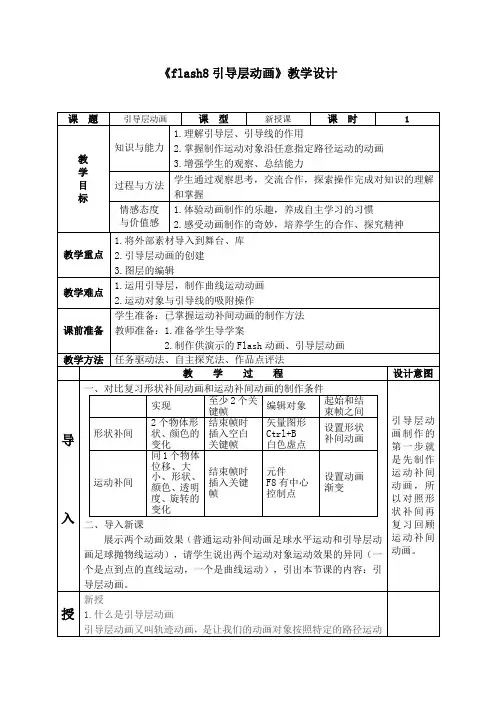 高中信息技术_flash引导层动画教学设计学情分析教材分析课后反思
