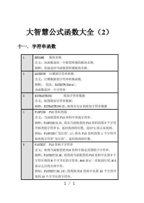 大智慧公式函数大全