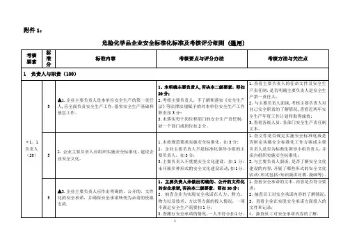 危险化学品企业安全标准化标准及考核评分细则