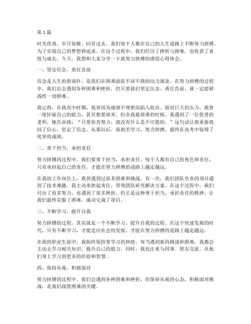 努力拼搏感悟心得体会(2篇)