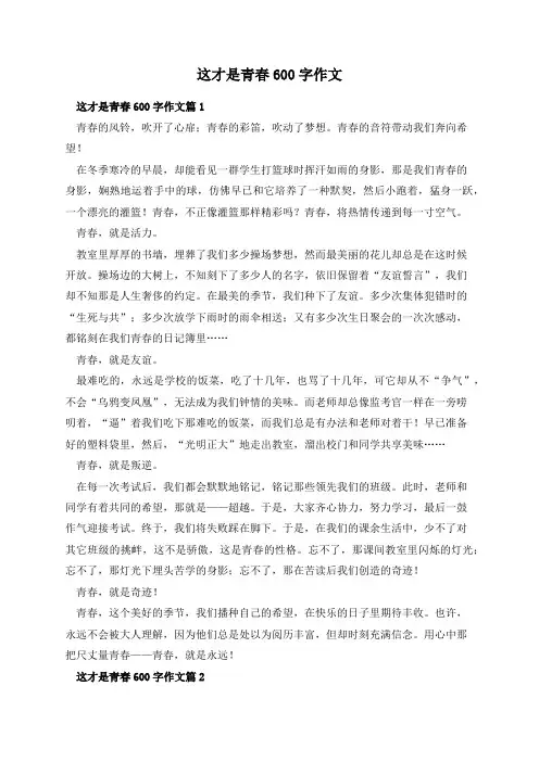 这才是青春600字作文