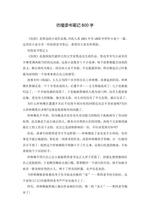 彷徨读书笔记800字