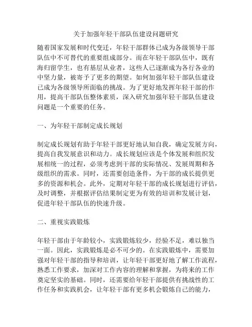 关于加强年轻干部队伍建设问题研究
