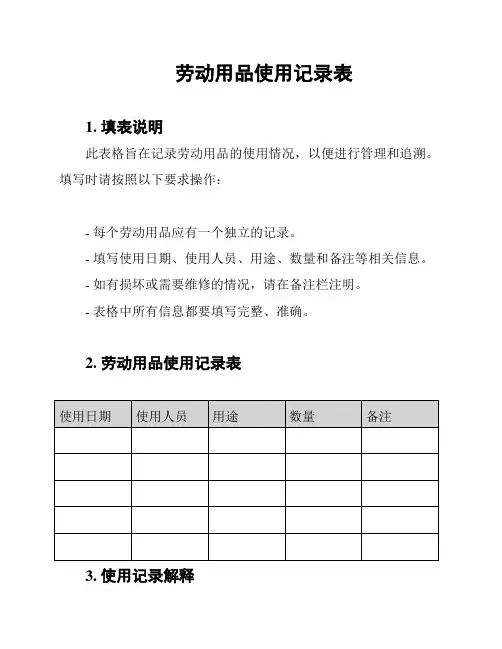 劳动用品使用记录表