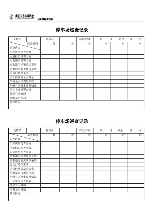 停车场巡视记录表