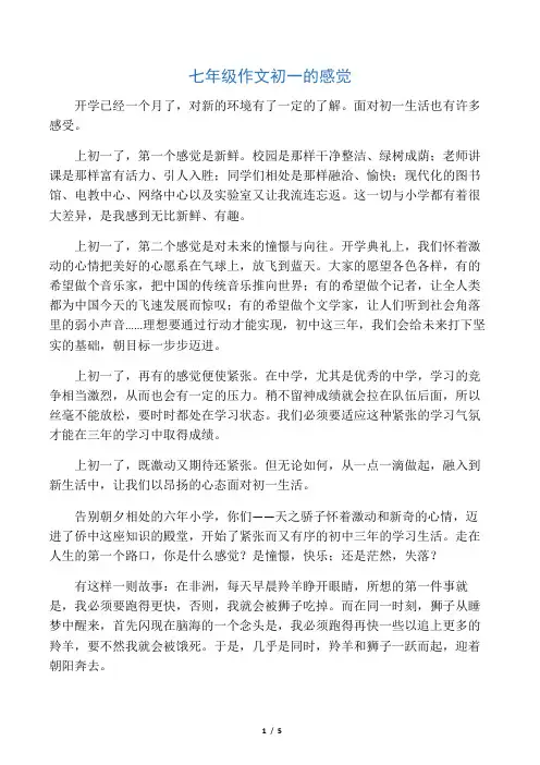 七年级作文初一的感觉