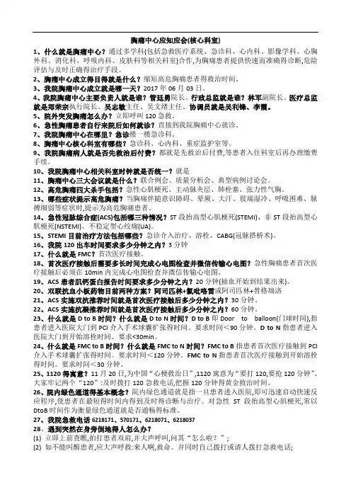 胸痛中心核心科室应知应会