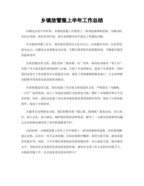 乡镇放管服上半年工作总结