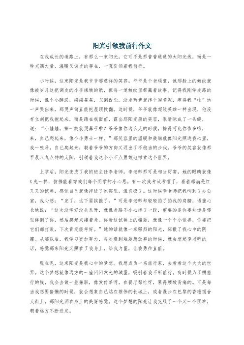 阳光引领我前行作文