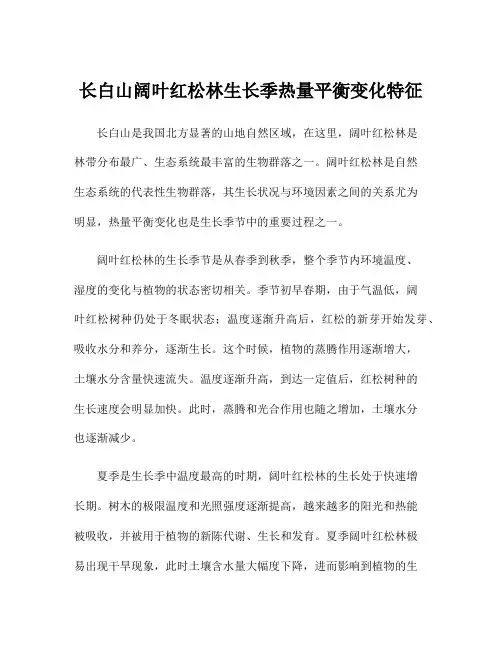 长白山阔叶红松林生长季热量平衡变化特征
