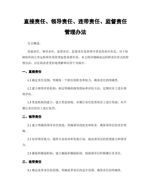 直接责任、领导责任、连带责任、监督责任管理办法
